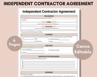 Contratto di lavoro autonomo, Contratto commerciale modificabile, Modello di contratto stampabile, Contratto di lavoro autonomo, Modulo di contratto