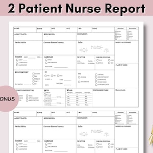 2 Patient Report Sheet Patient Report Sheet,Nursing Med Surg Report Sheet Nurse Brain Sheet ICU Nursing Handoff New Grad Rn Report Printable