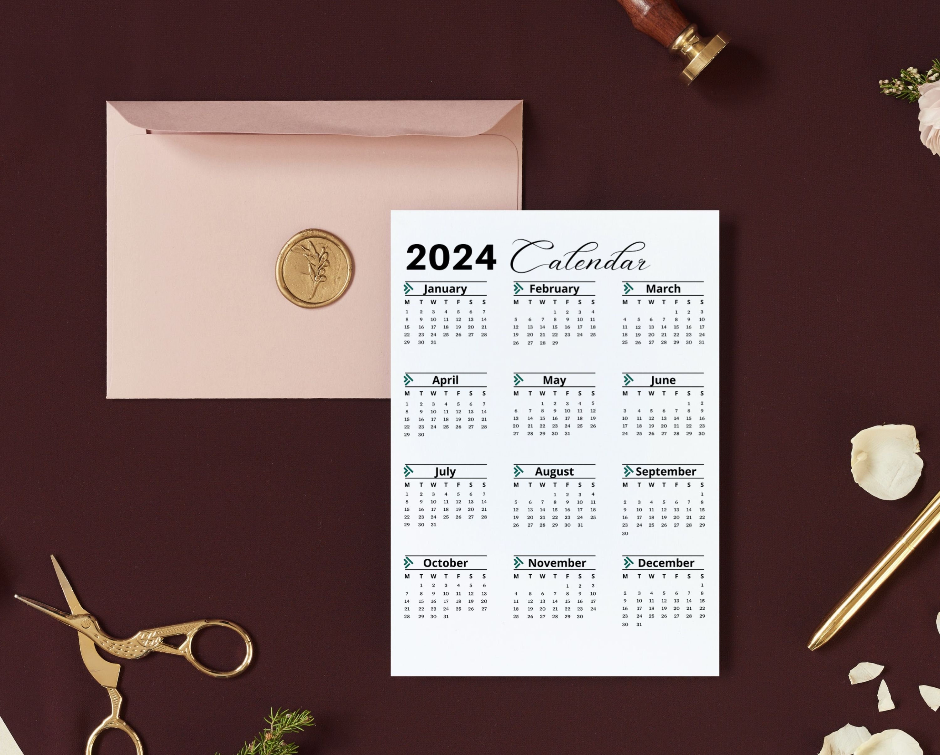 2024 Calendar 2024 Large Calendar 2024 Printable Wall Etsy Nederland