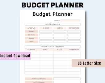 Digital Budget Planner,Printable Finance Tracker, Finance Planner, Digital Budget, Digital Budget Planner, Portrait Budget Planner