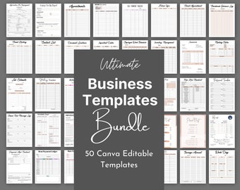 Printable Business Templates Bundle, Editable in Canva, Small Business, Price Quote Receipt Inventory Management Tracker, Sales, Planner