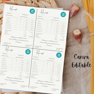 Canva Editable Receipt, Small Business Digital Order Receipt, Printable Sales Receipt, Minimalist Business Form Template, 3 Versions