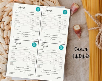 Canva Editable Receipt, Small Business Digital Order Receipt, Printable Sales Receipt, Minimalist Business Form Template, 3 Versions