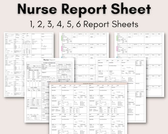 Nurse Report Sheet Bundle | Nursing Report sheet | 1, 2, 3, 4, 5, 6 Patient Reporting Template | ICU Nurse resources | Nursing brain sheet