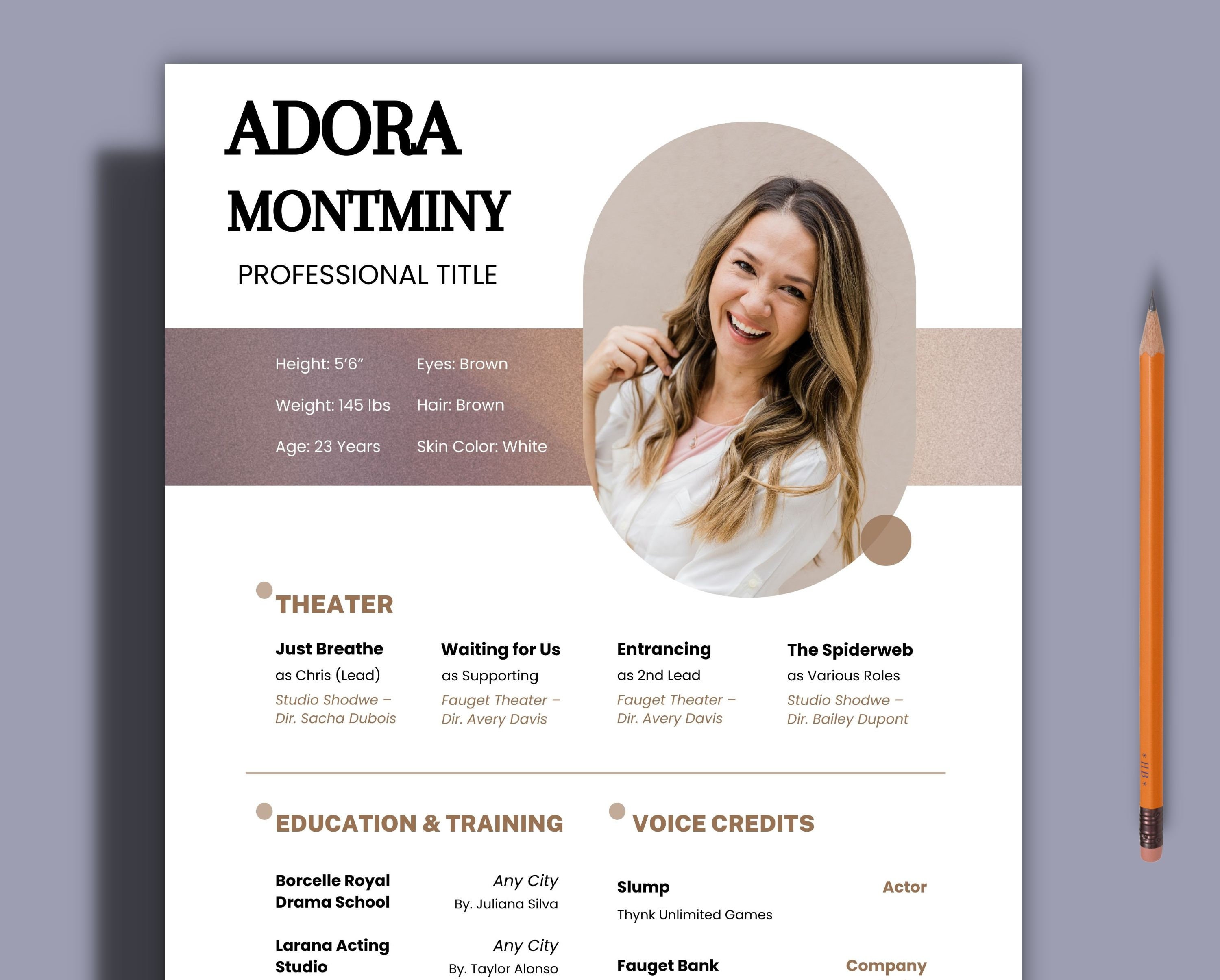 Editable Actress & Actor Resume Template With Photo for Word Etsy Editable Actress & Actor Resume Template With Photo for Word Etsy