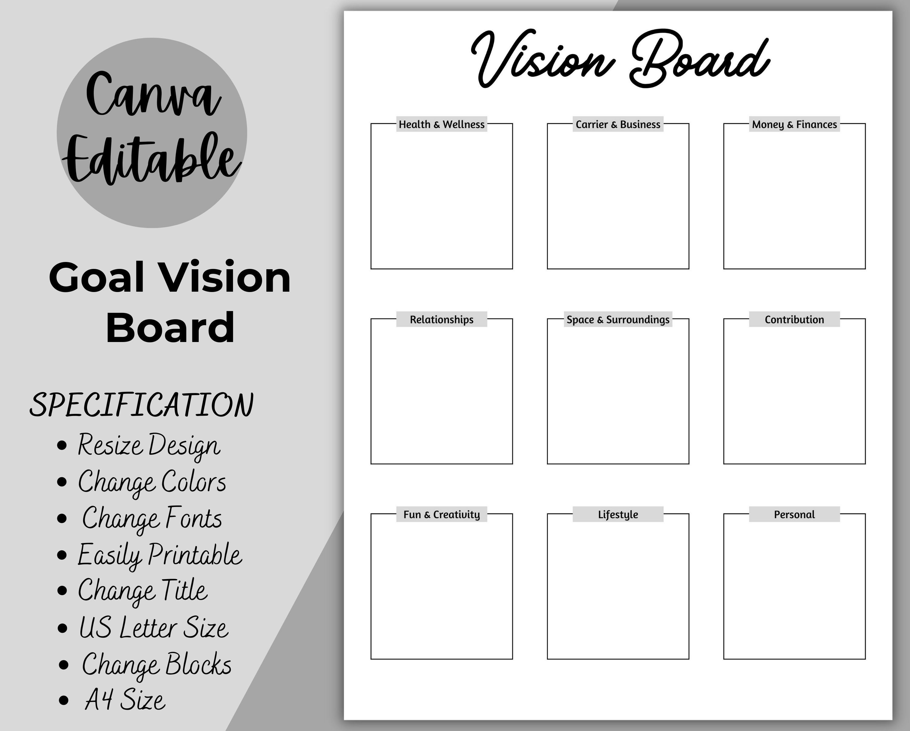 Goal Vision Board Printable Vision Board Poster Template Etsy Goal Vision Board Printable Vision Board Poster Template Etsy