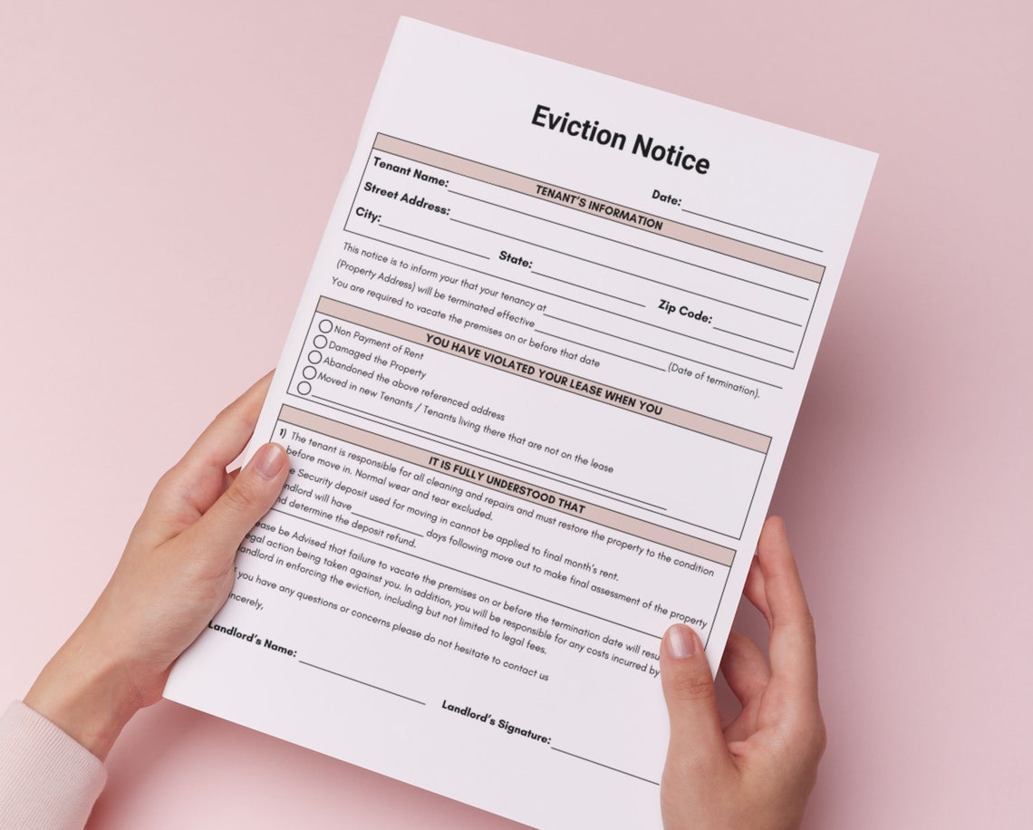 Editable Eviction Notice, Printable Notice to Vacate Template, Lease ...