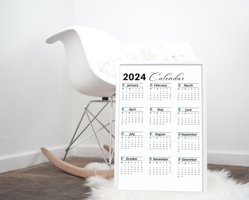 2024 Calendar 2024 Large Calendar 2024 Printable Wall Etsy