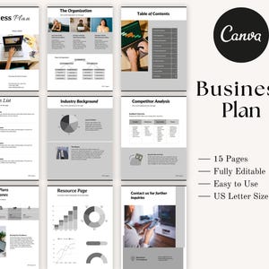 Business Plan Template, Small Business Planner, Printable Start Up Workbook, Side Hustle Planner, Canva Starter Kit, Content Planner