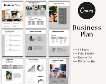 Business Plan Template, Small Business Planner, Printable Start Up Workbook, Side Hustle Planner, Canva Starter Kit, Content Planner