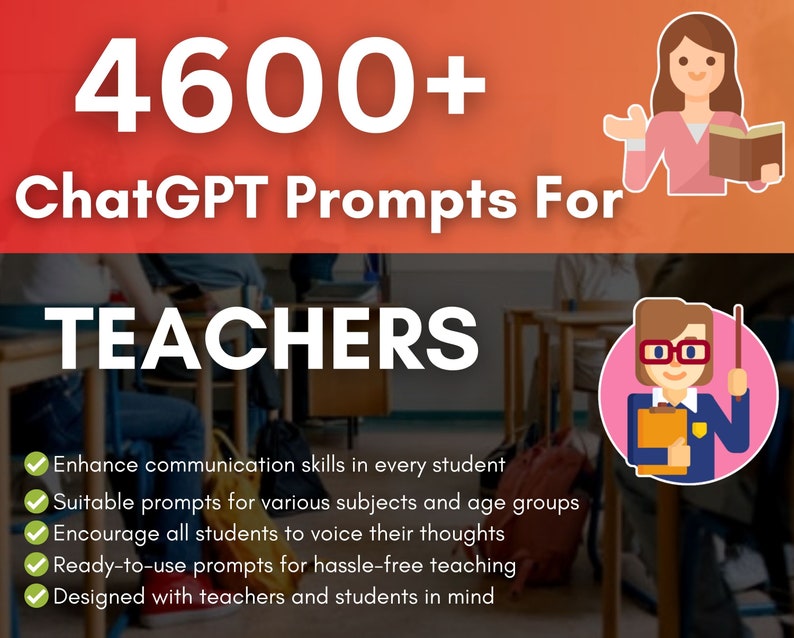 4600 ChatGPT Prompts for Teachers, Classroom Management, Lesson Planning, Critical Thining, Teachers Guide with 21 Teaching Categories zdjęcie 1