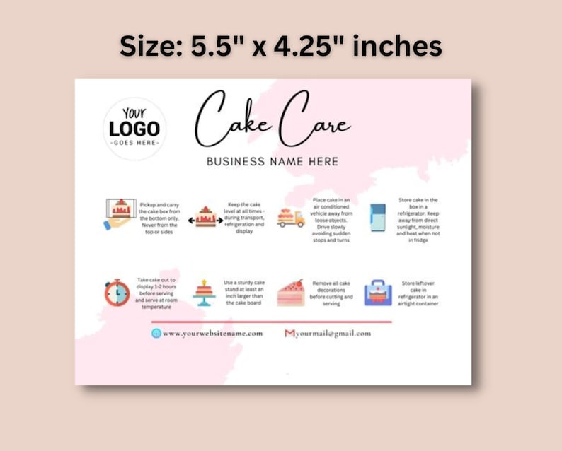 Printable Cake Care Card Template - Il 794xN.4643051108 Kkft 