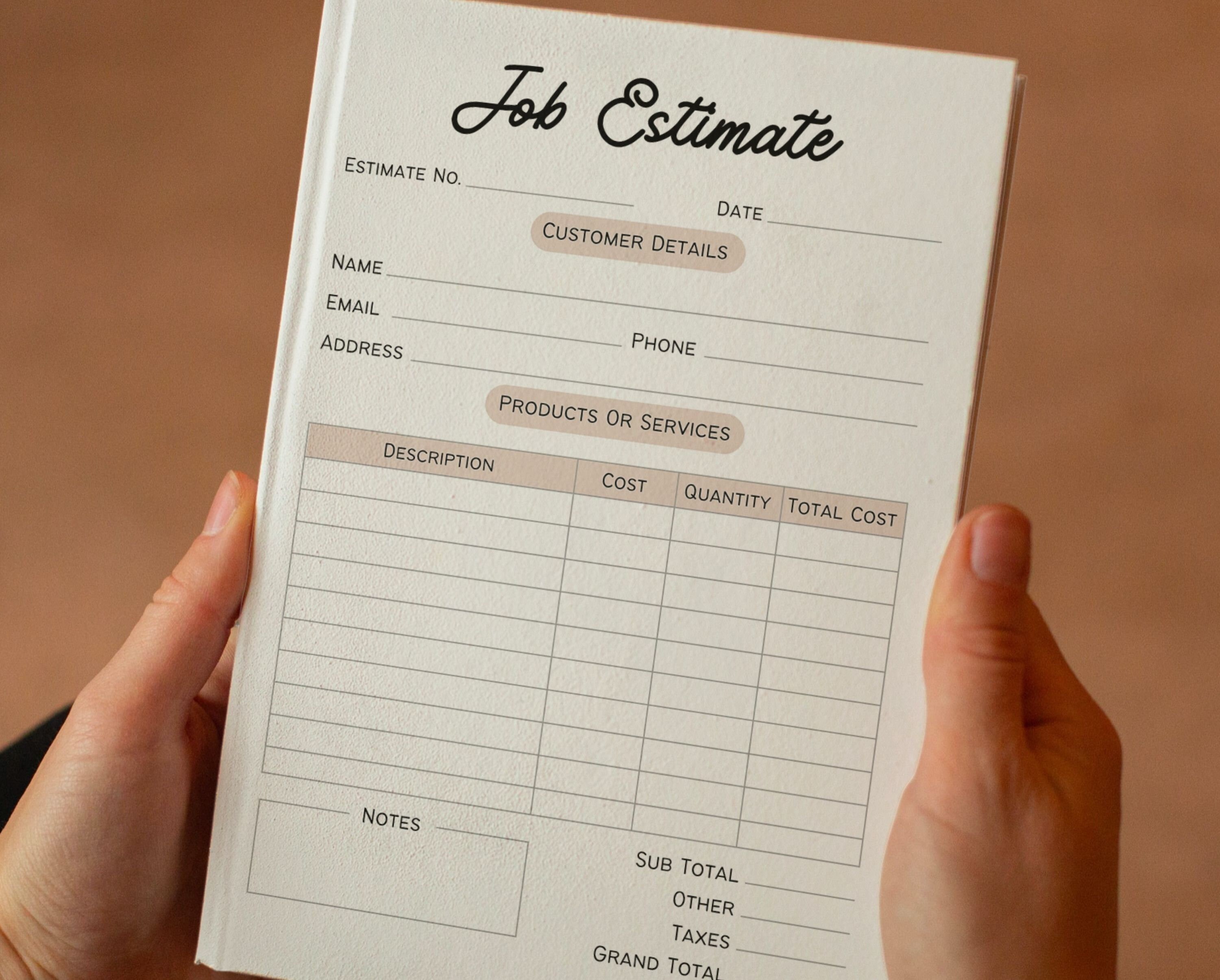 Job Estimate Template, Editable Quote Template, Small Business Template ...