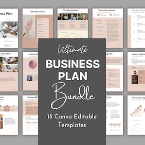 Small Business Plan Template,Editable Business Planner Proposal, Start Up Workbook, Business Plan Analysis, Canva, Word, Side Hustle, Plan