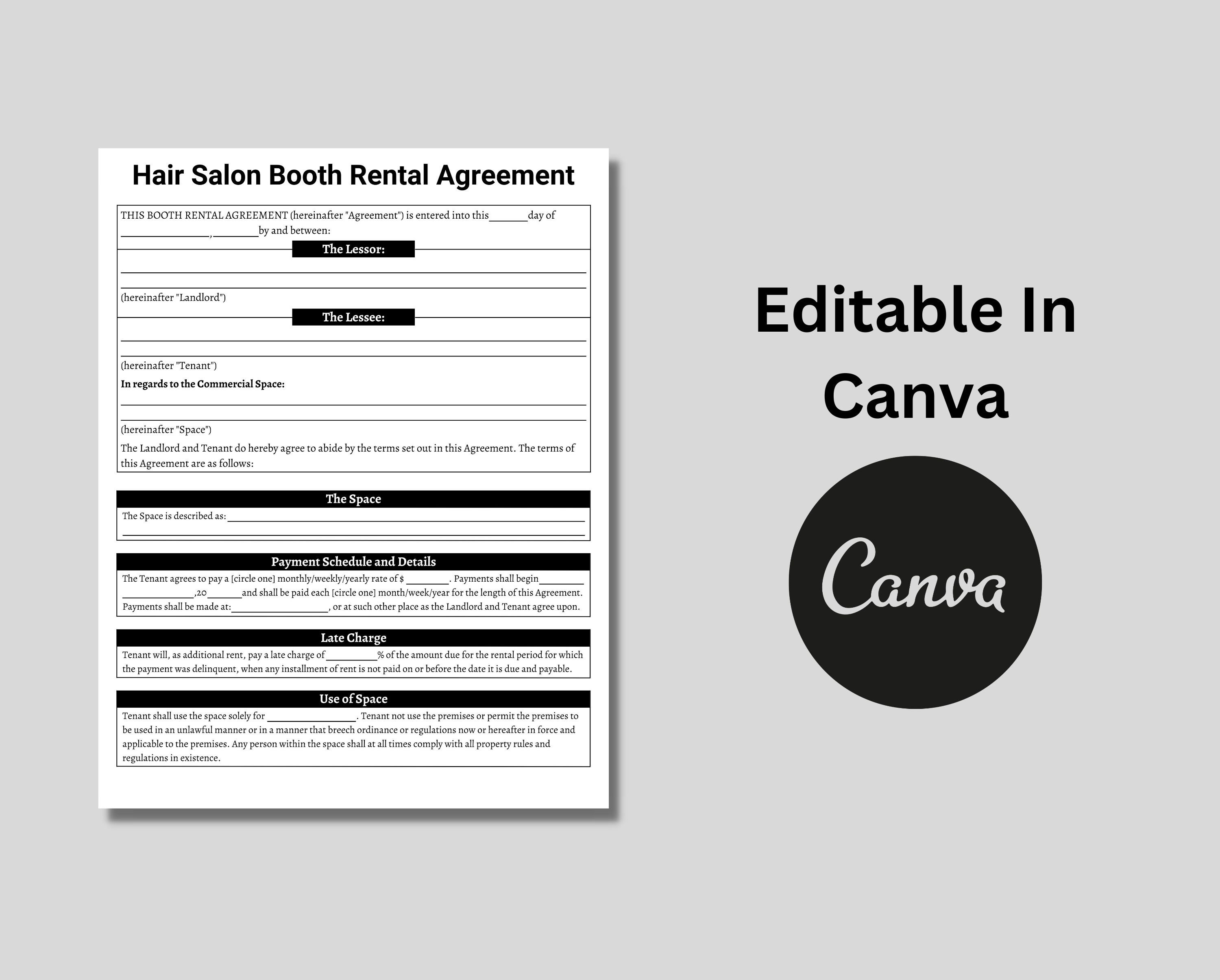 Contrato de alquiler de stand de salón Acuerdo de alquiler de - Etsy México