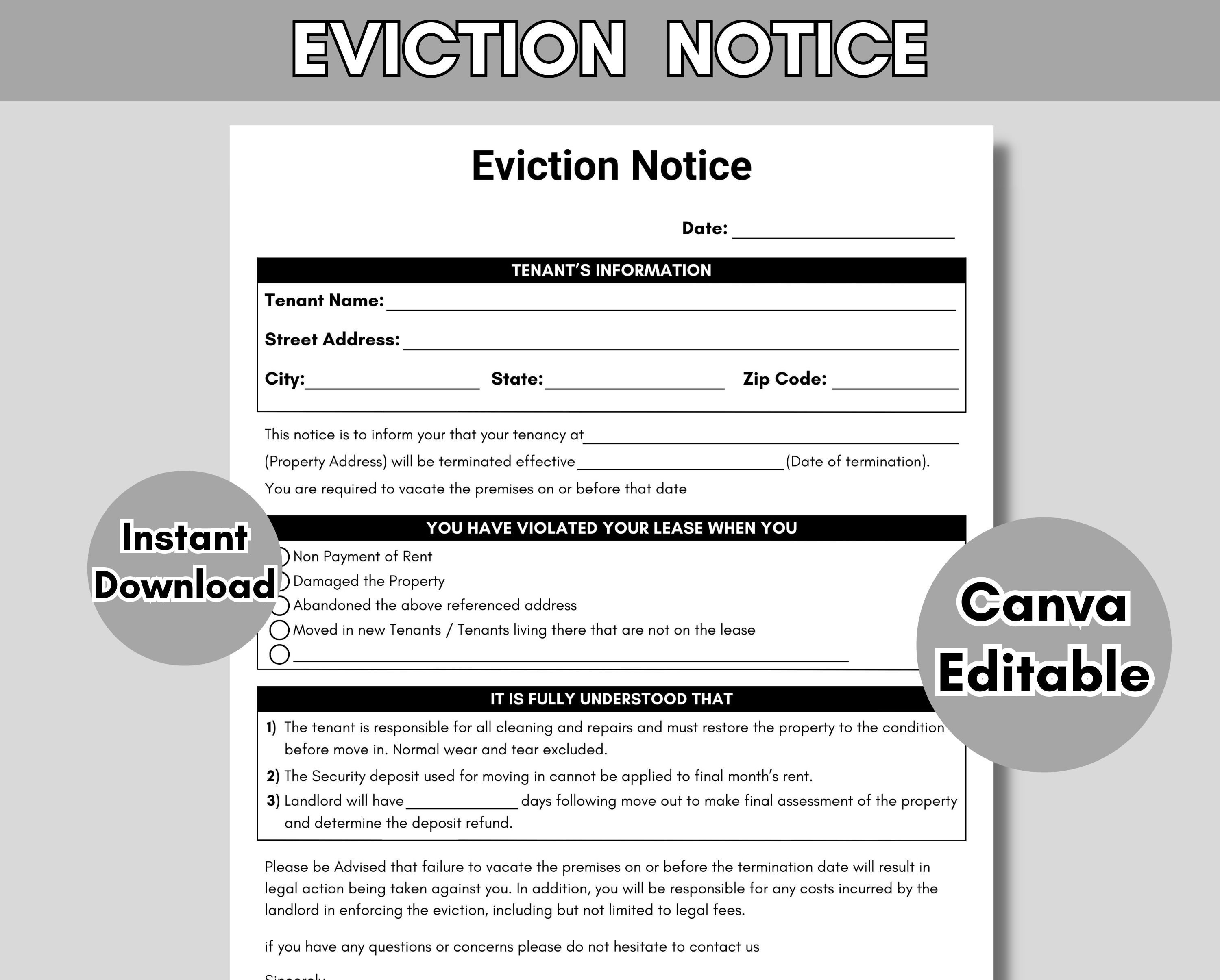 Printable Eviction Notice Template Eviction Notice California Template