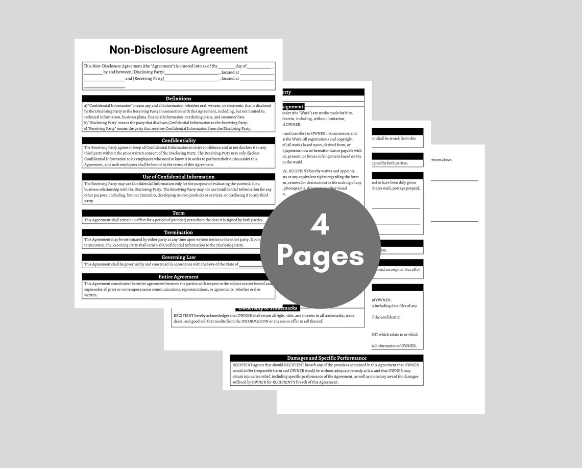 Non-disclosure Agreement, Contractor NDA, NDA Template Agreement ...