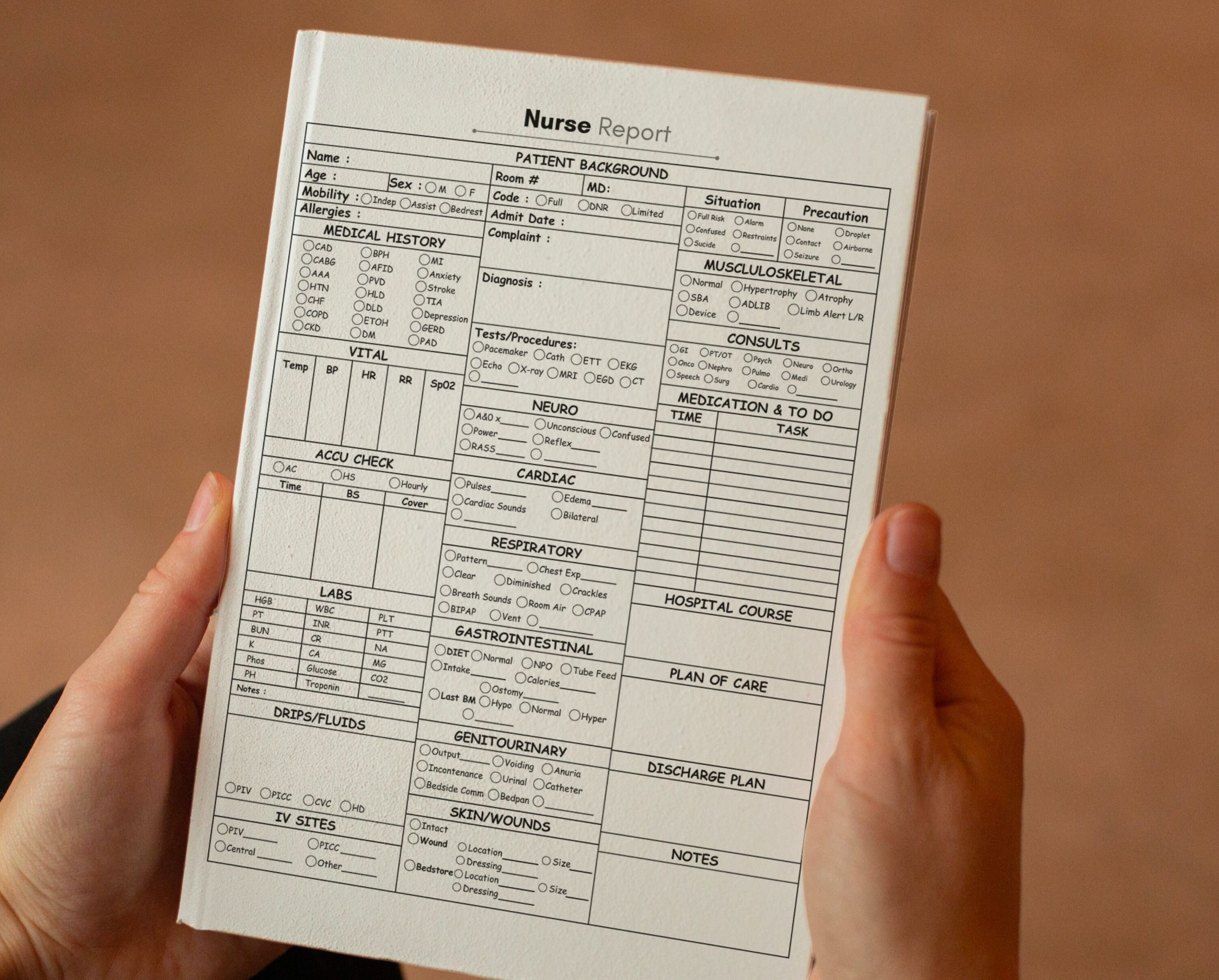 Printable Nursing Report Sheet Med Surg Nurse Brain SBAR - Etsy