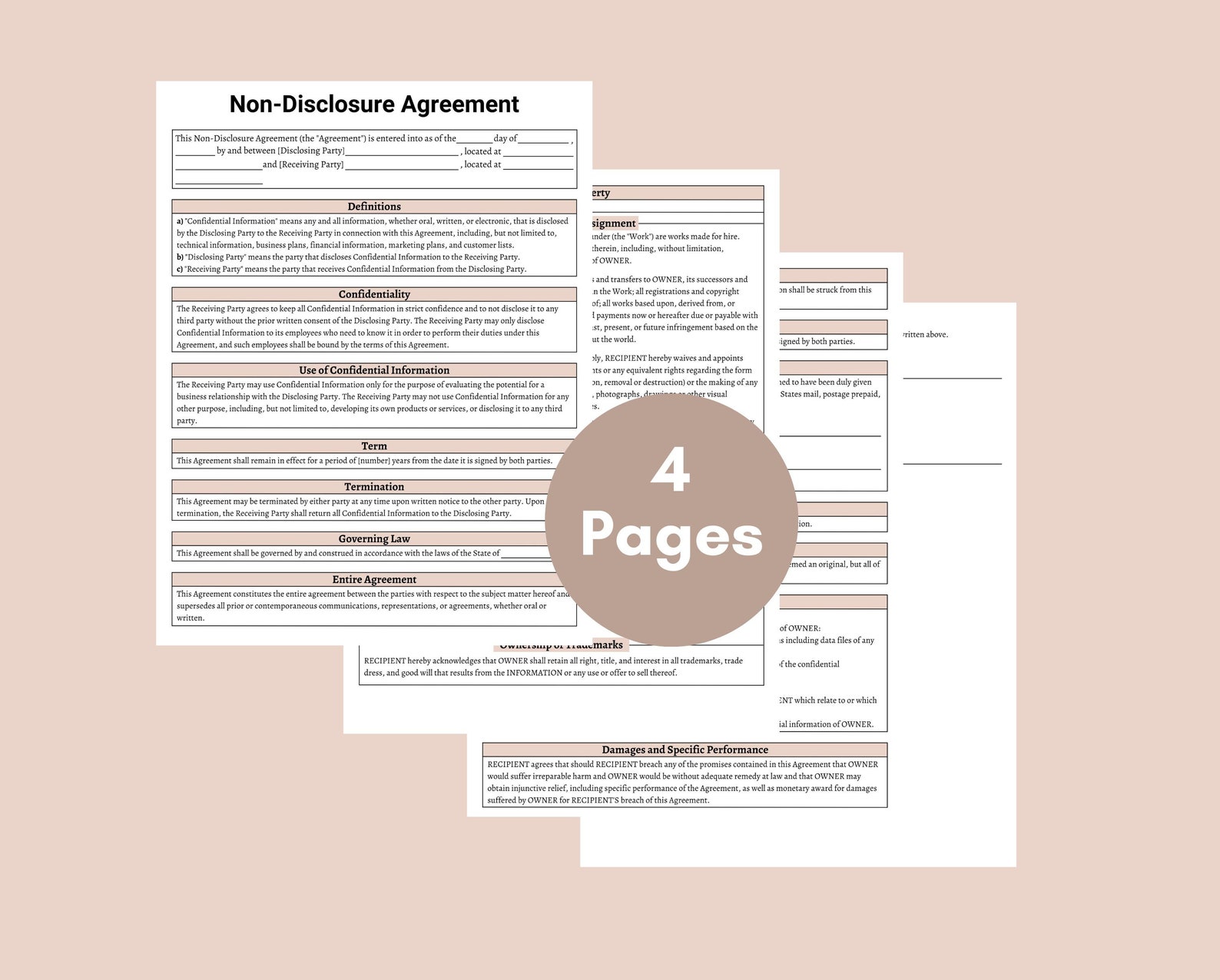 Non-disclosure Agreement Template, Contractor NDA, NDA Template ...