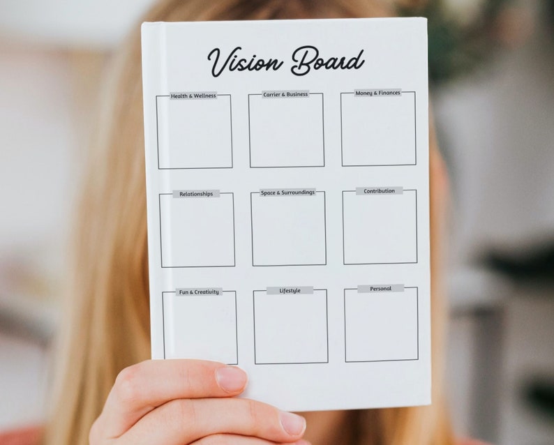 Goal Vision Board Printable Vision Board Poster Template Etsy