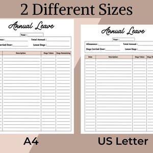 Printable Annual Leave Tracker | Editable Holiday Tracker | Work Leave ...