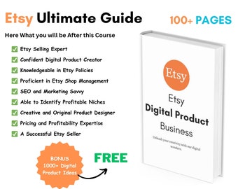 Meisterklasse Etsy Kurs für digitale Produkte mit kostenloser Canva | Etsy Reich | 1000 Digitale Produkt-Ideen | Bau dir einen erfolgreichen Etsy Shop auf