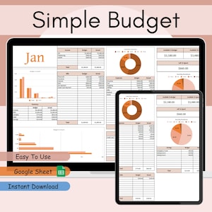 Simple Budget Planner Monthly Paycheck Budget Spreadsheet |  Google Sheet | Financial Planner | Budgeting Template | Beginner Budget
