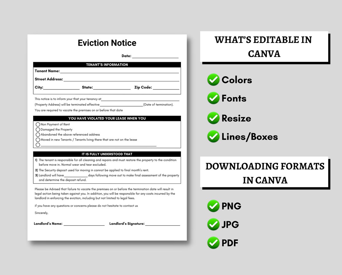 Eviction Notice | Printable Notice to Vacate Template | Lease ...