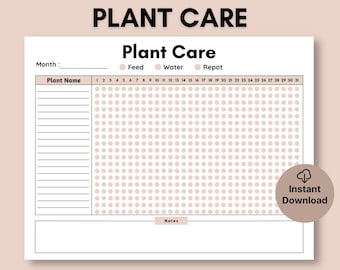 Plant Care Tracker | Printable Monthly Plant Care Tracker | Plant Planner, House Plant Watering Schedule | Plant Feed, Water & Repot Tracker
