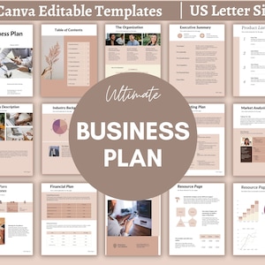 Business Plan Canva editable Template, Small Business Planner Proposal, Printable Start Up Workbook, Business Analysis, Word, Side Hustle