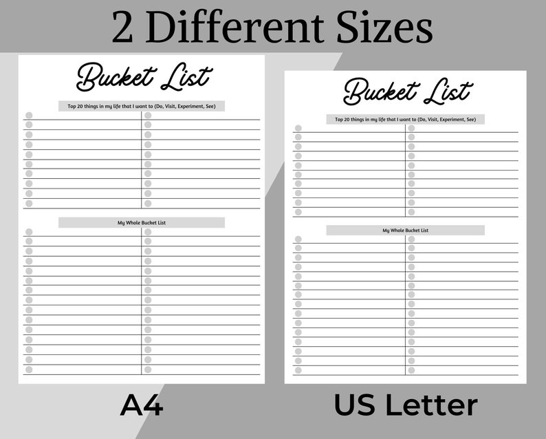 Bucket List Printable Bucket List Tracker Bucket Checklist Etsy