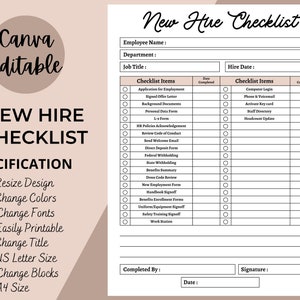 New hire checklist, new hiring forms, Onboarding new hire list, new hire employee, Employee Information Form, Editable New Hire Template