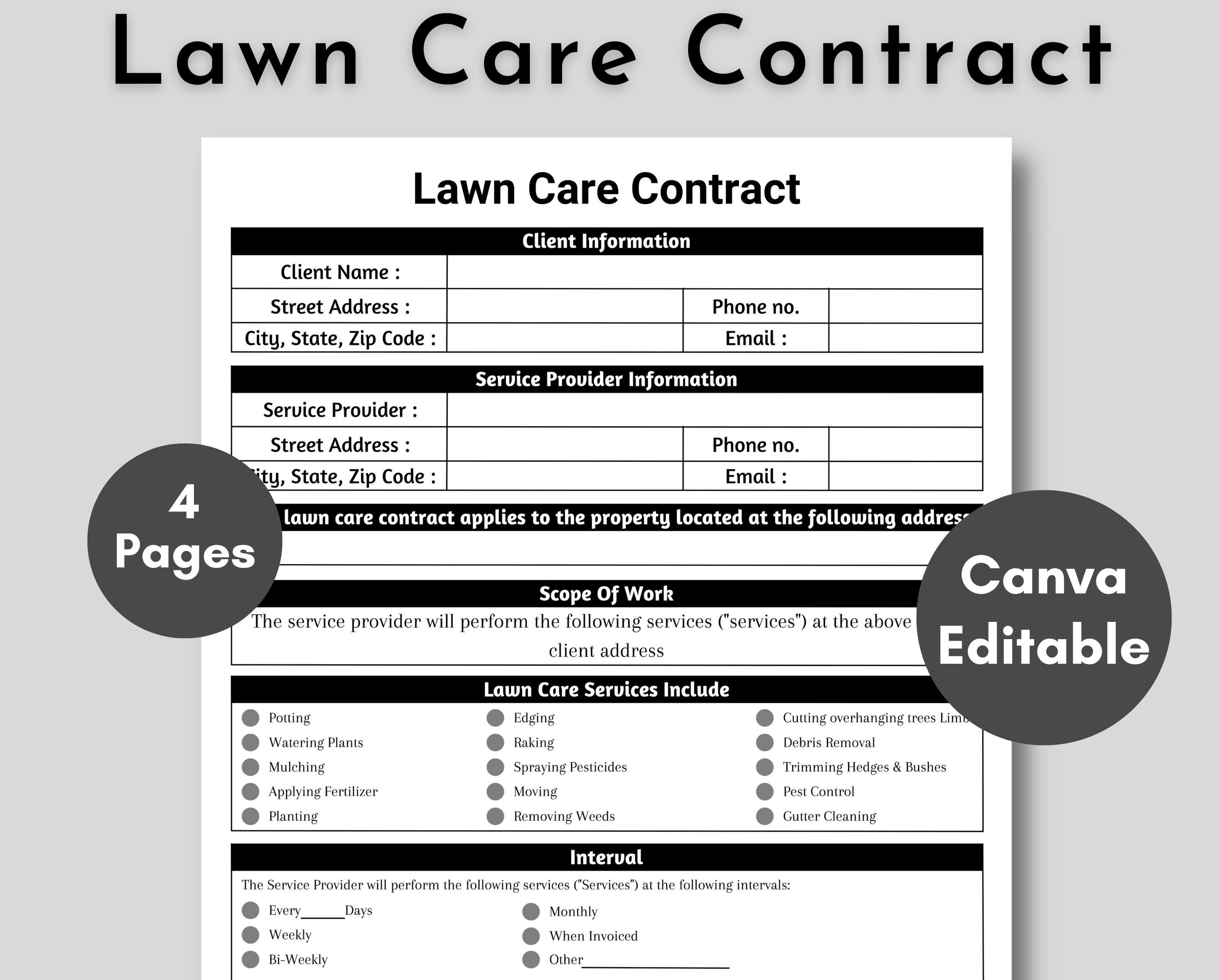 Lawn Care Agreement Service Contract Landscaping Contract Etsy Lawn Care Agreement Service Contract Landscaping Contract Etsy