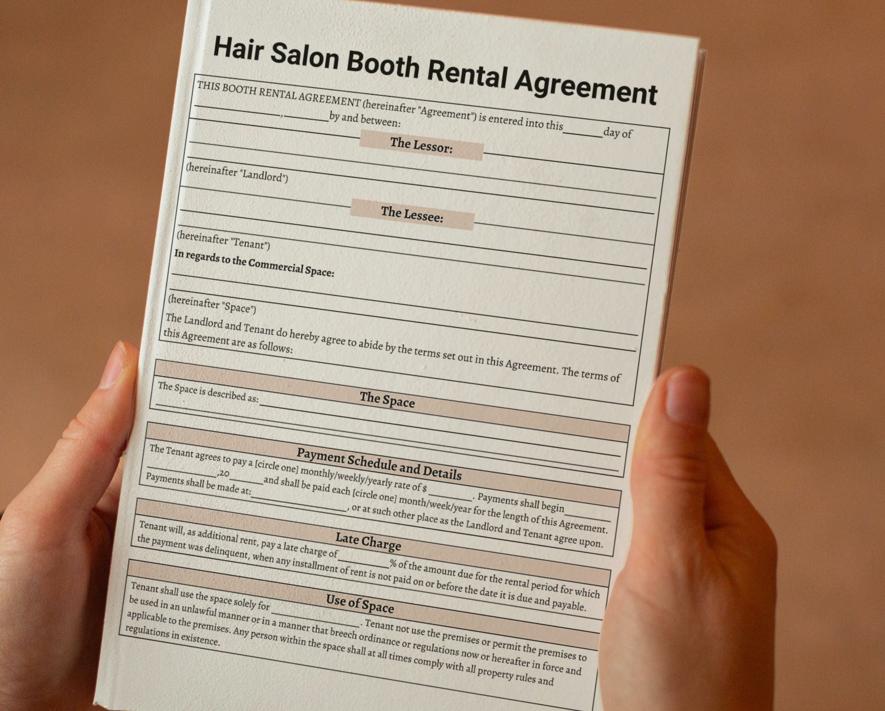 Salon Booth Rental Contracteditable Canva Booth Rental Etsy