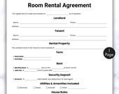 Simple Room Rental Agreement Template, One Page Room Tenancy Contract, Printable & Editable Roommate Room Rental Agreement, Tenant Room