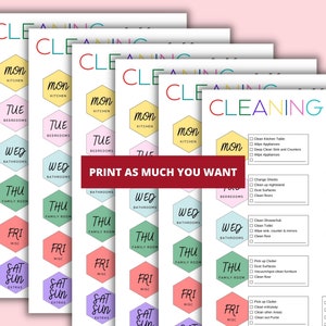 Printable Cleaning Schedule | Editable Weekly Chores | House Cleaning ...