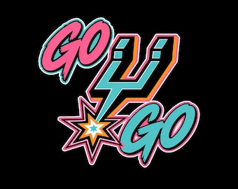 May include: A graphic with the words "GO 4 GO" in pink and teal, with a starburst and lightning bolt design. The text has a white outline and orange accents, set against a black background.