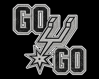 May include: Black graphic with the words "GO 4 GO" in a distressed, collegiate-style font. The "4" is stylized with a lightning bolt and a starburst graphic. White outlines and a black background.