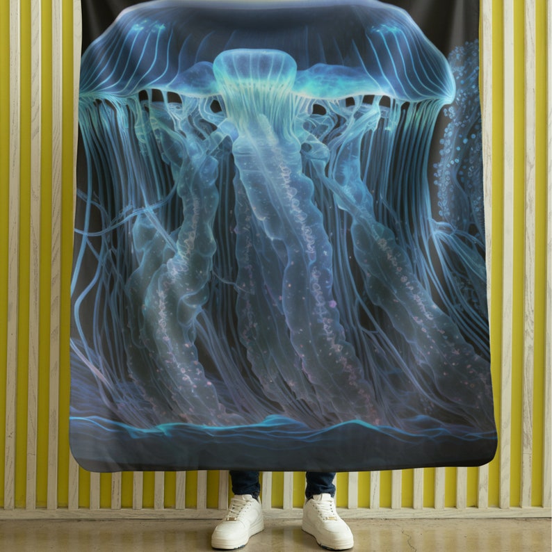Elegantly Pretty Cute Watercolor Jellyfish Sherpa Blanket Etsy