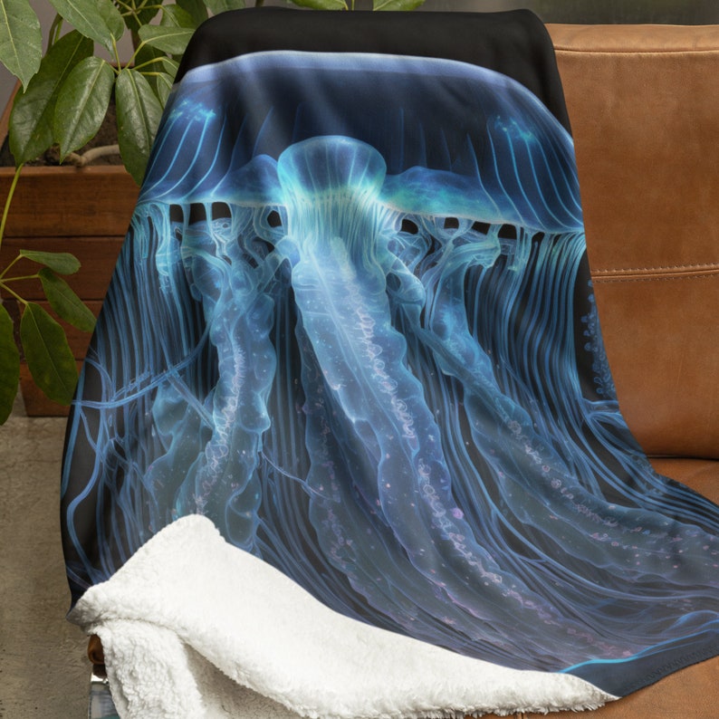 Elegantly Pretty Cute Watercolor Jellyfish Sherpa Blanket Etsy