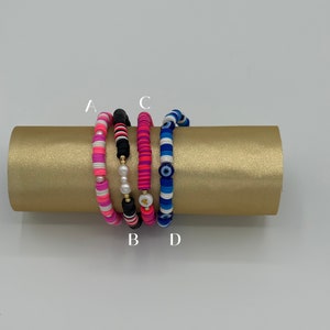 Cute Handmade Heishi Bead Bracelets/ Clay bead/ Evil eye