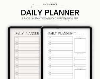 Digital Daily Planner, Printable Daily Planner, Daily Planner Template, Undated Planner, GoodNotes Planner, Daily Planner for iPad