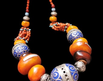 Bohemian Vintage Berber Necklace | Colorful Moroccan Statement Jewelry
