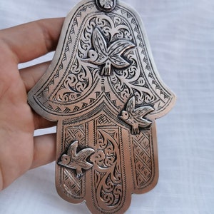 Authentic Moroccan Amulet: Hand of Fatima (Hamsa) - Vintage Berber Silver Jewelry from North Africa
