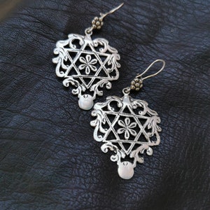 Vintage Moroccan Jewish earrings handmade decorated with a Star of David, Handmade jewelry