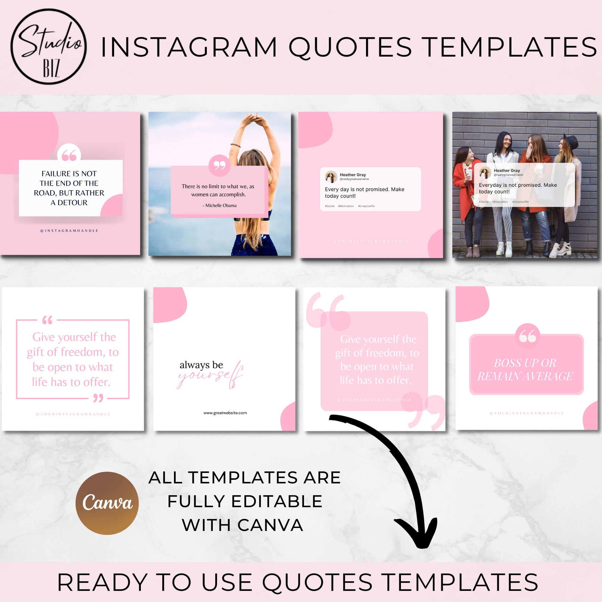 Pink Instagram Canva Template | Pink Instagram Post Template ...