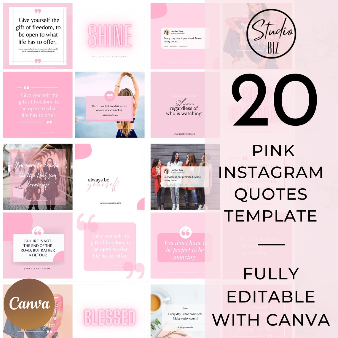 Pink Instagram Canva Template | Pink Instagram Post Template ...