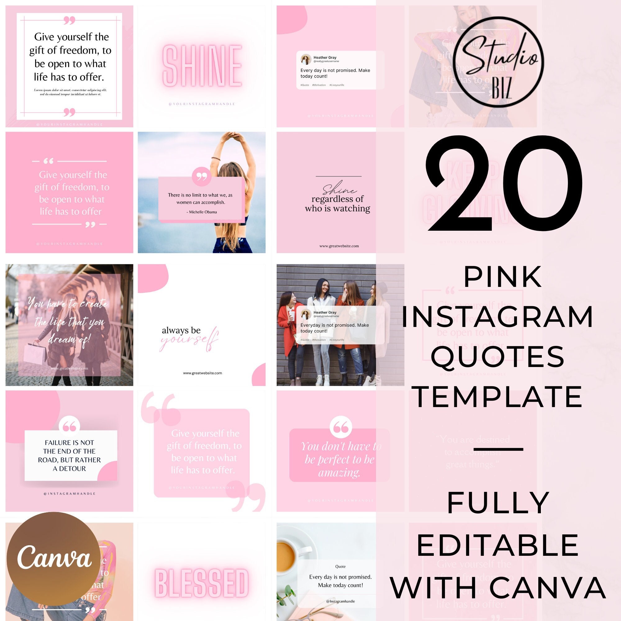 Pink Instagram Canva Template | Pink Instagram Post Template ...