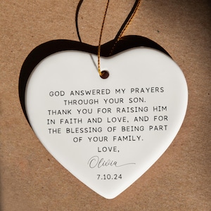 Regalo para suegra, regalo del Día de la Madre, regalo de bodas, regalo de la novia para la madre del novio, regalo personalizado, adorno de corazón de recuerdo