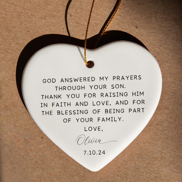 Gift for Mother-in-law, Mother's Day Gift, Wedding gift, Mother of the Groom Gift from Bride, Personalized Gift, Keepsake Heart Ornament